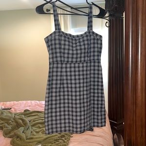navy blue plaid mini dress